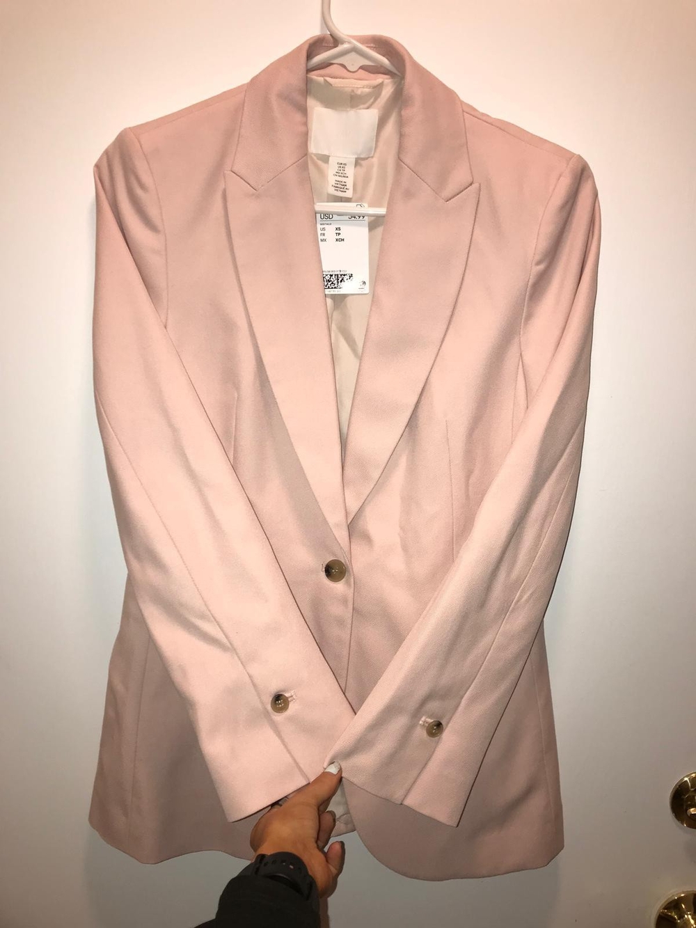 H&M Light Pink Tailored Single-Button Blazer
